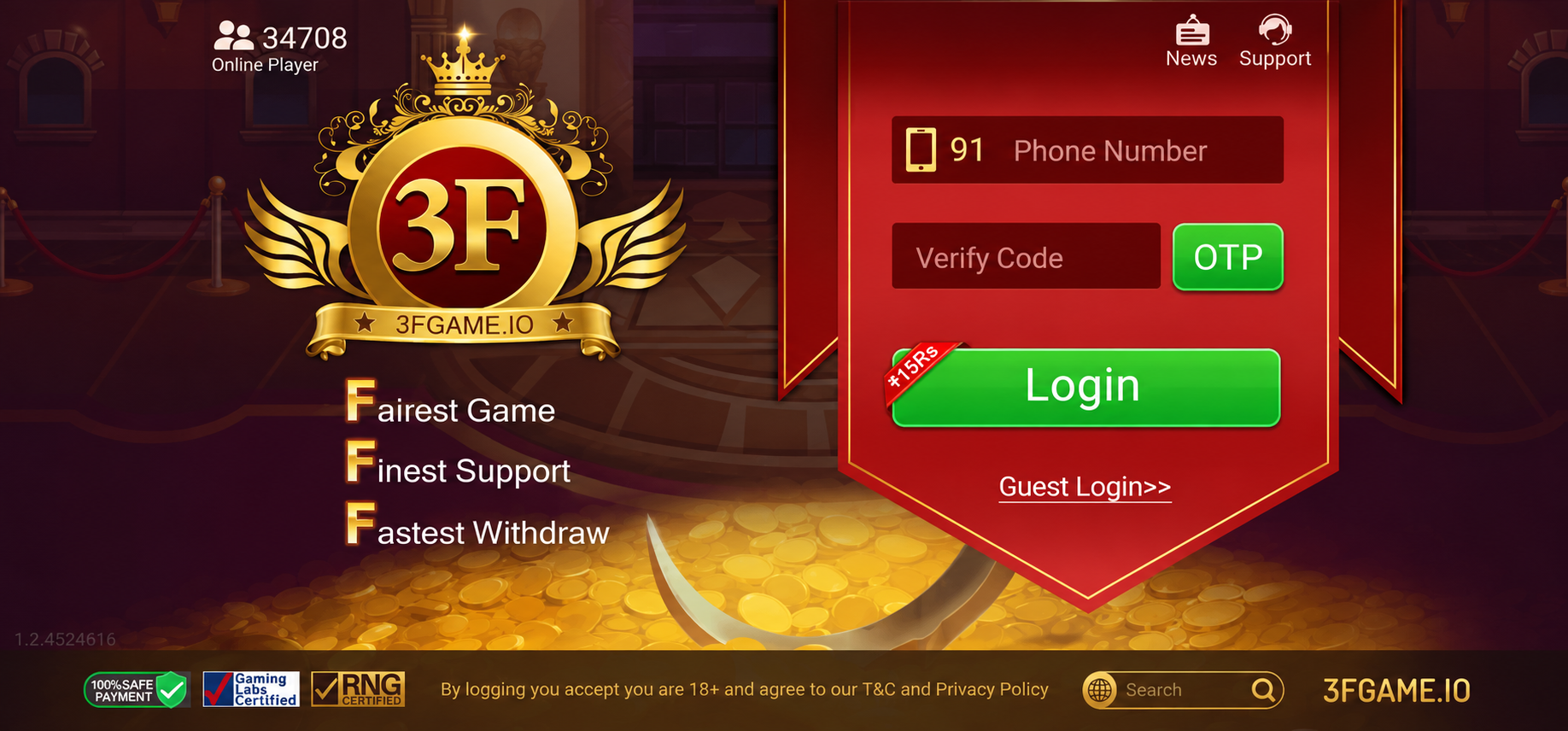 3F Game login screen OTP enter 2026